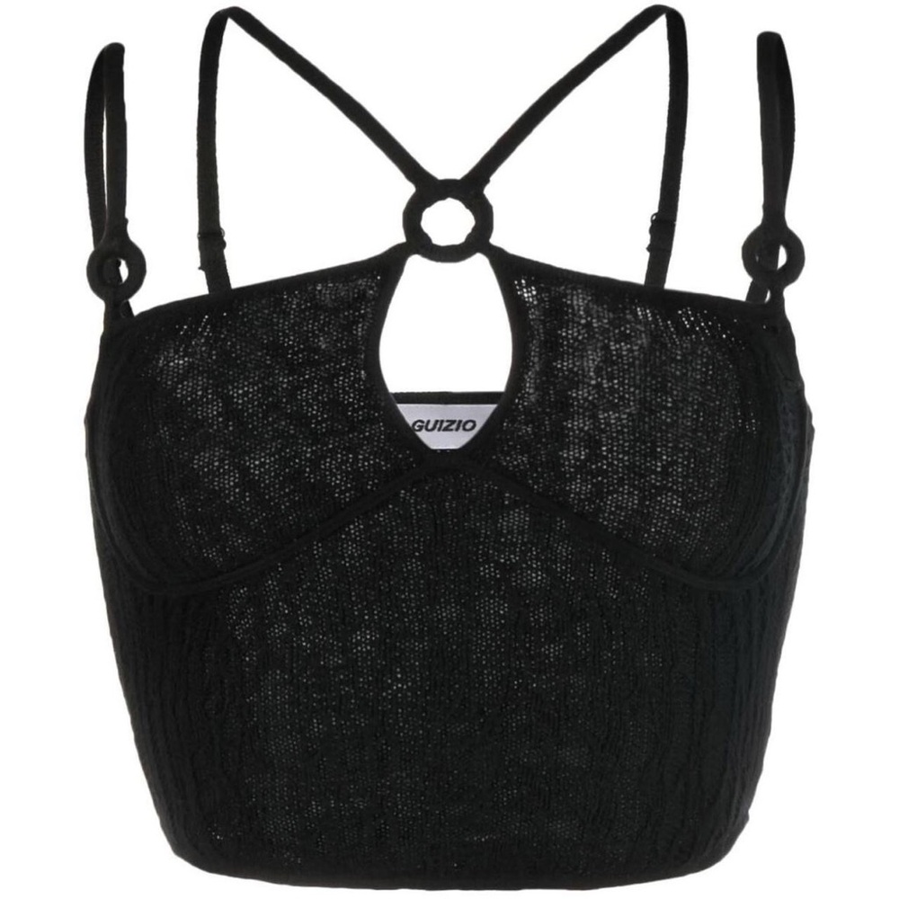 Guizio Black Knit Crop Top